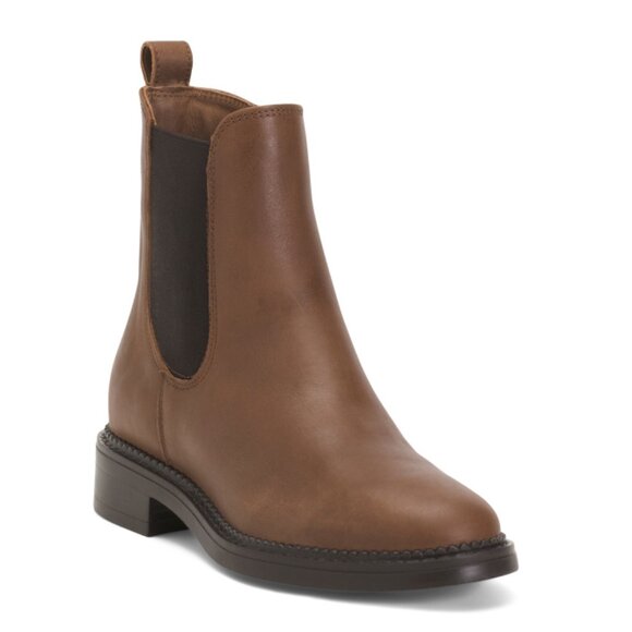 MIRROR Dark Brown Leather Chelsea Booties - Picture 1 of 2